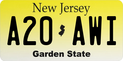 NJ license plate A20AWI