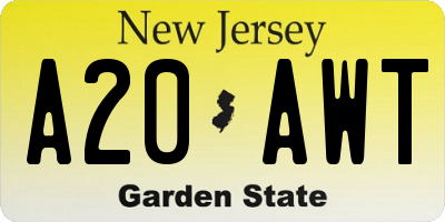 NJ license plate A20AWT