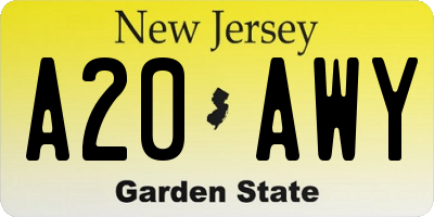 NJ license plate A20AWY