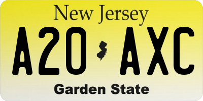 NJ license plate A20AXC