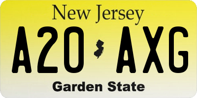 NJ license plate A20AXG