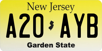 NJ license plate A20AYB