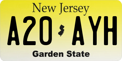 NJ license plate A20AYH