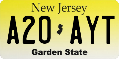 NJ license plate A20AYT