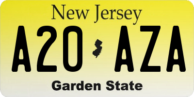 NJ license plate A20AZA