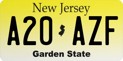 NJ license plate A20AZF