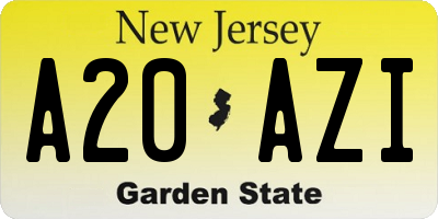 NJ license plate A20AZI