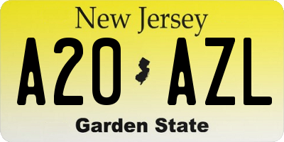 NJ license plate A20AZL