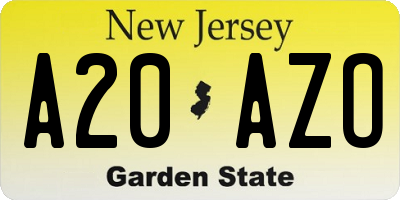 NJ license plate A20AZO