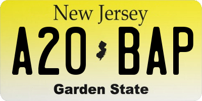 NJ license plate A20BAP