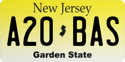 NJ license plate A20BAS