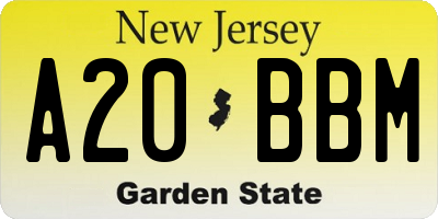 NJ license plate A20BBM
