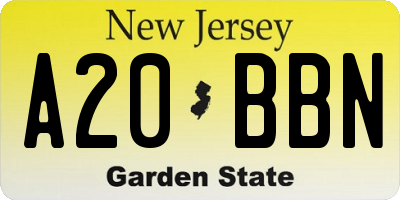 NJ license plate A20BBN