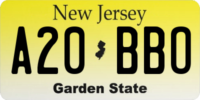 NJ license plate A20BBO