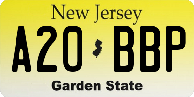 NJ license plate A20BBP