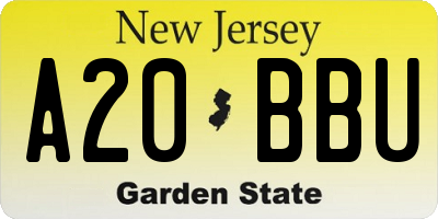 NJ license plate A20BBU
