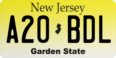 NJ license plate A20BDL