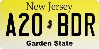 NJ license plate A20BDR