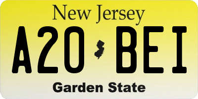 NJ license plate A20BEI