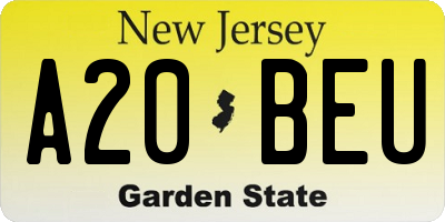 NJ license plate A20BEU