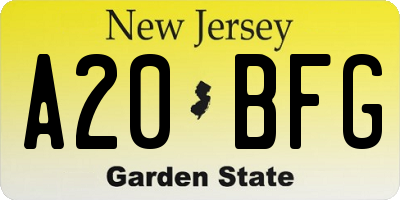 NJ license plate A20BFG