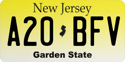 NJ license plate A20BFV