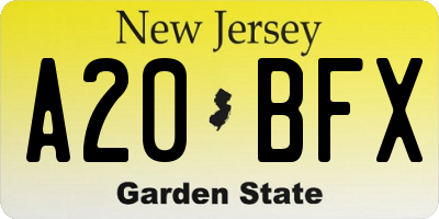 NJ license plate A20BFX