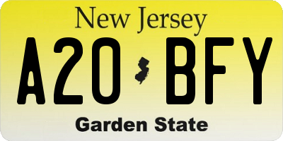 NJ license plate A20BFY