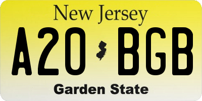 NJ license plate A20BGB