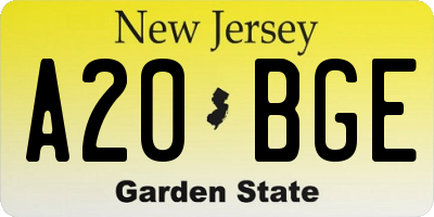 NJ license plate A20BGE