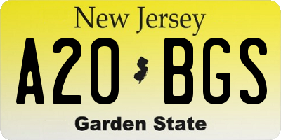NJ license plate A20BGS