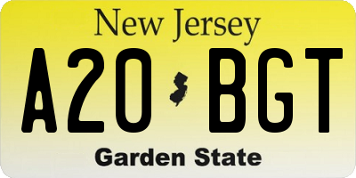 NJ license plate A20BGT