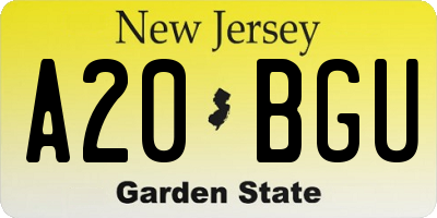 NJ license plate A20BGU