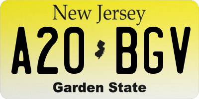 NJ license plate A20BGV