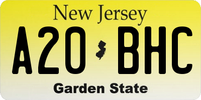 NJ license plate A20BHC
