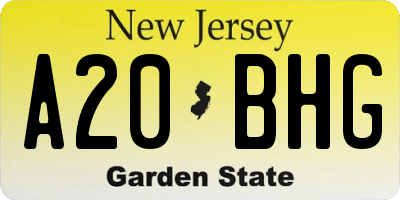 NJ license plate A20BHG