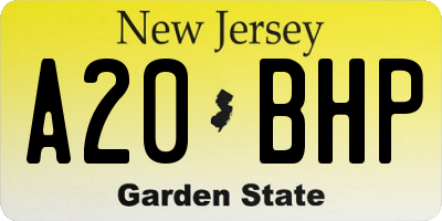 NJ license plate A20BHP