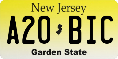 NJ license plate A20BIC