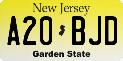 NJ license plate A20BJD