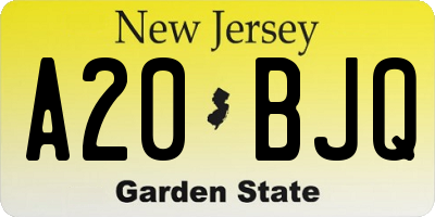 NJ license plate A20BJQ