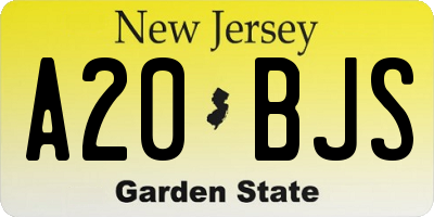 NJ license plate A20BJS