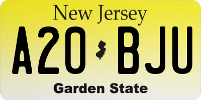 NJ license plate A20BJU
