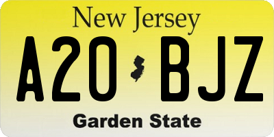 NJ license plate A20BJZ