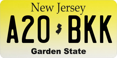NJ license plate A20BKK