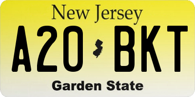 NJ license plate A20BKT