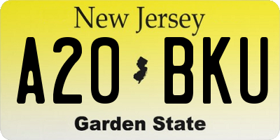 NJ license plate A20BKU