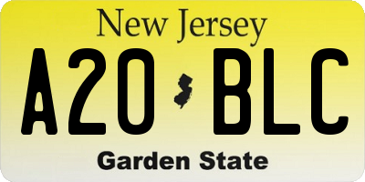 NJ license plate A20BLC
