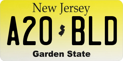 NJ license plate A20BLD