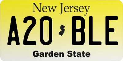 NJ license plate A20BLE