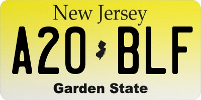 NJ license plate A20BLF